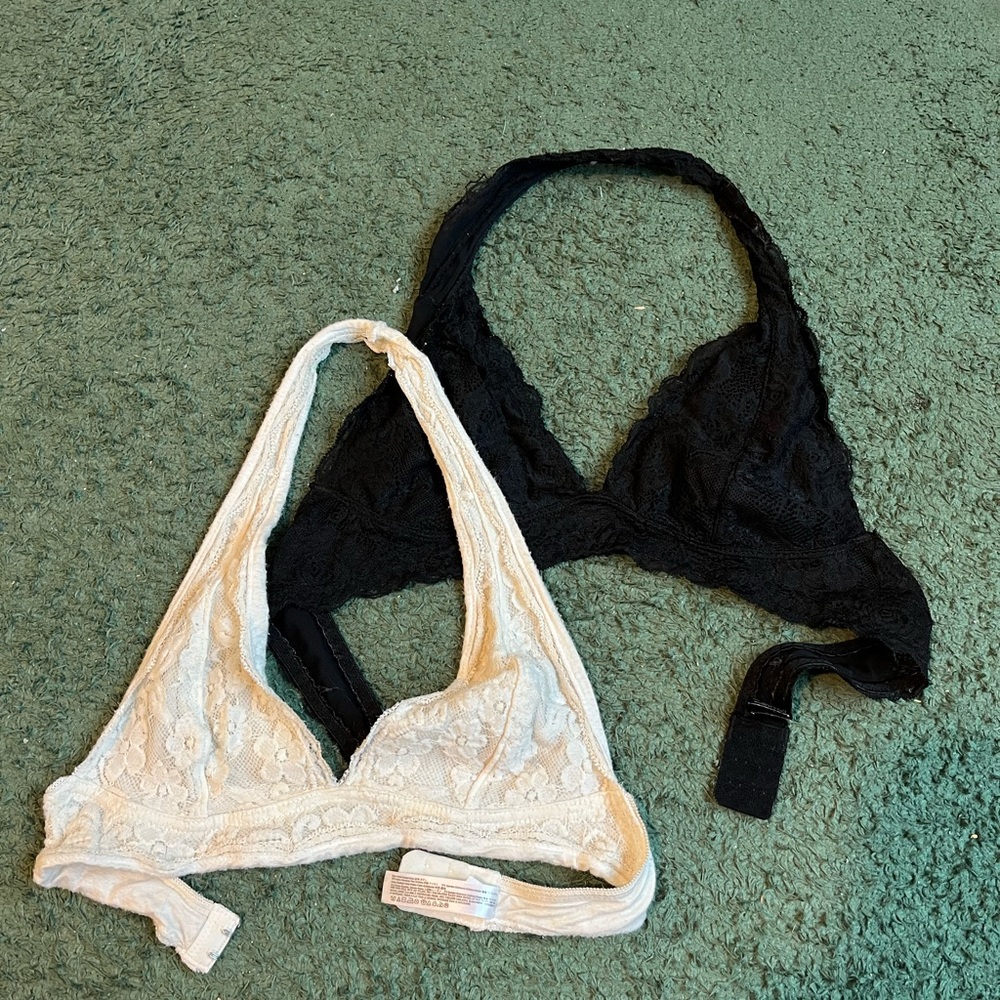 Urban Outfitters Black and Cream Lace Bralette Duo